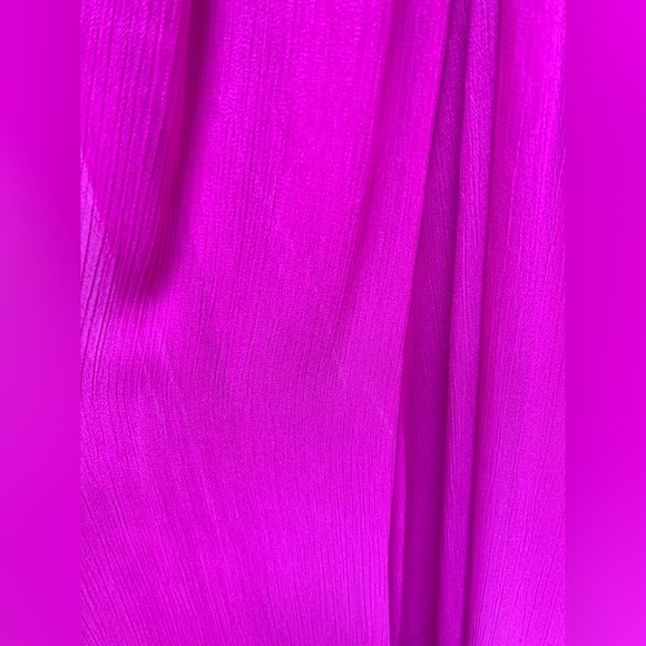 Badgley Mischka Collection Magenta Fluorescent Chiffon Strapless Gown 10 - Picture 9 of 15